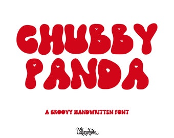 Chubby Panda Retro Font - Groovy Font, Modern Font, Hippie Font, 70s Font, Cricut Fonts, Procreate Fonts, Fonts for Cricut, Bubbly Font