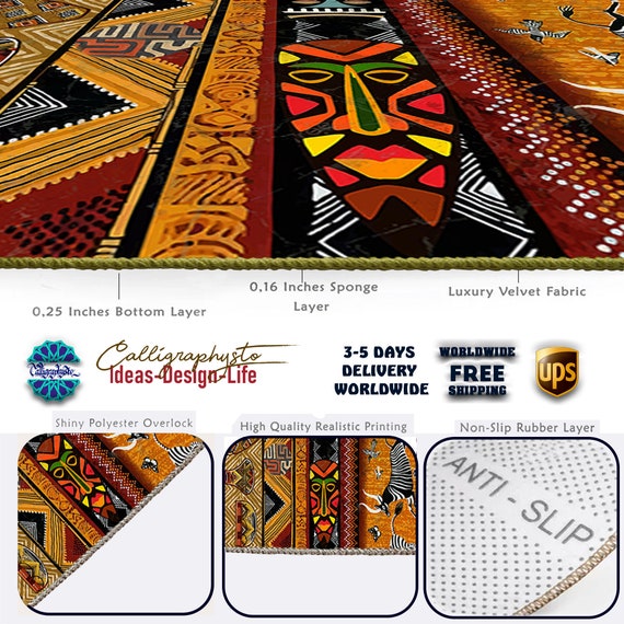 Savannah Area Rug|african Runner|afrocentric Non Slip Carpet