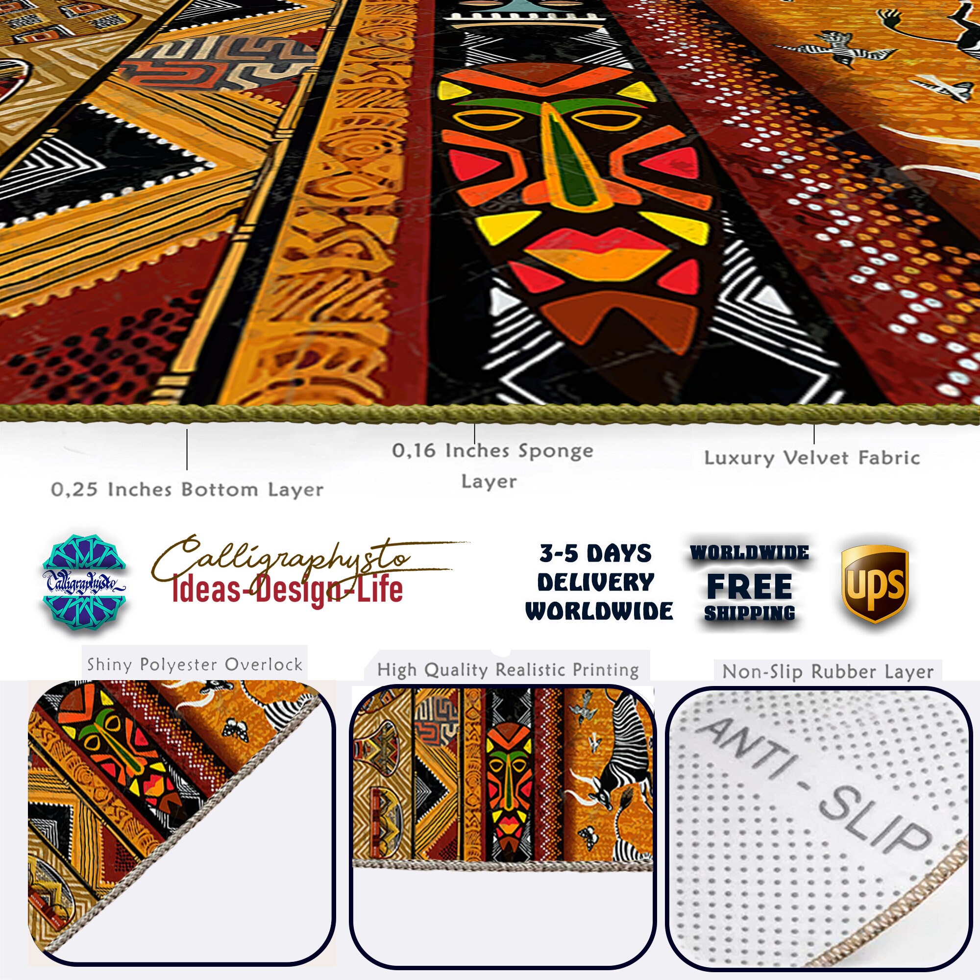 Savannah Area Rug|african Runner|afrocentric Non Slip Carpet