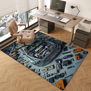 Exploded view of Bentley Carpet, Car Play Mat, Nursery Mat, Road Rug, Road Rug, Baby Room Rug/Mat with Non-Slip Base