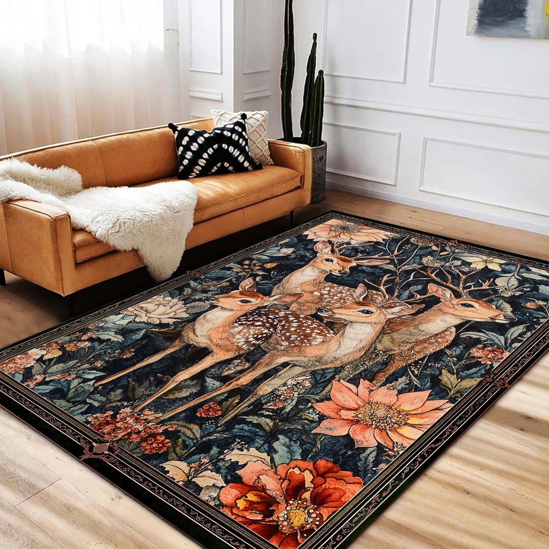 Gothic Deer Rug for Gothic Room Decor, Vintage Look Deer Rug, Dark ...