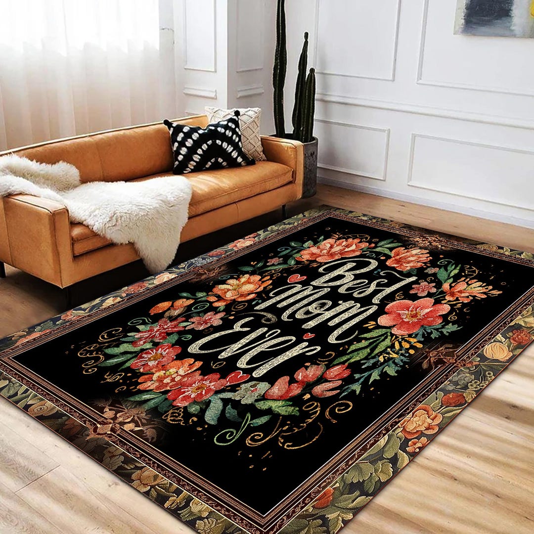 Floral Mom Rug: 70s Retro Style, Machine Washable - Etsy