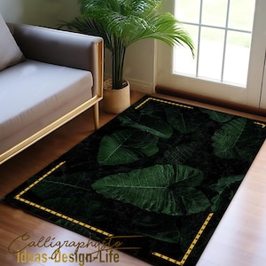 Giant Leaf Rug, Green Plant Anti-Slip Carpet, Big Leaf Living Room Rug, Nature Themed Bedroom Rug, Washable Kitchen Mat, Entrance Rug