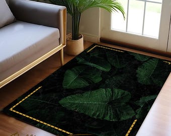 Leaf Pattern Rug: Nature Inspired Design (Non-Slip, Machine Washable)