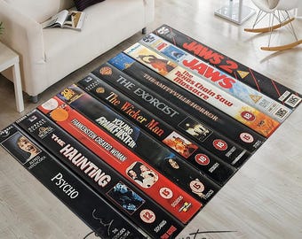 Horror Movie VHS Rug: Retro Film Art, Non-Slip Carpet