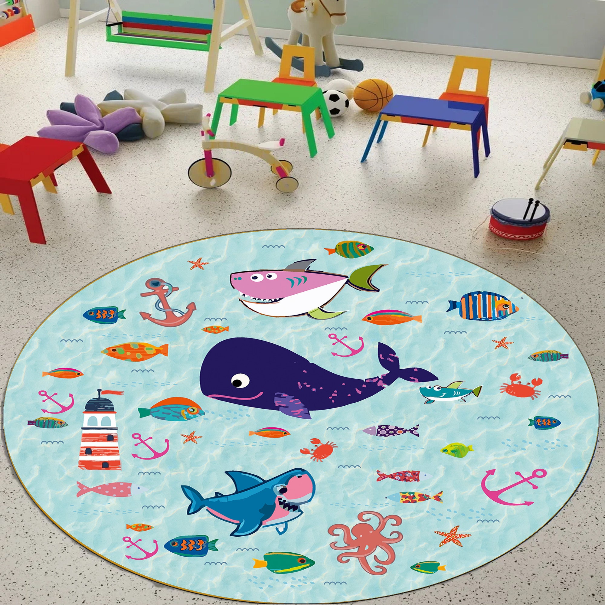 Nursery Rug Low Pile Indoor Rug For Living Room 4x5 Whale Rug - Cute  Cartoon Sea Animal Area Rug For Kids Nursery & Living Room Cartoon Animal  Rug Why Is The Carpet