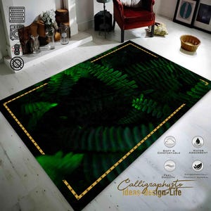 Giant Leaf Rug, Green Plant Anti-Slip Carpet, Big Leaf Living Room Rug, Nature Themed Bedroom Rug, Washable Kitchen Mat, Entrance Rug