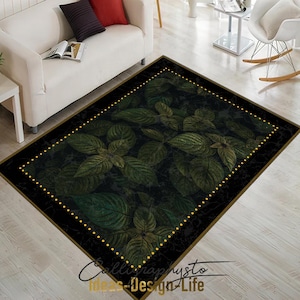 Giant Leaf Rug, Green Plant Anti-Slip Carpet, Big Leaf Living Room Rug, Nature Themed Bedroom Rug, Washable Kitchen Mat, Entrance Rug