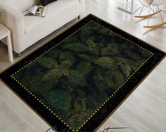 Giant Leaf Rug, Green Plant Carpet, Nature Theme