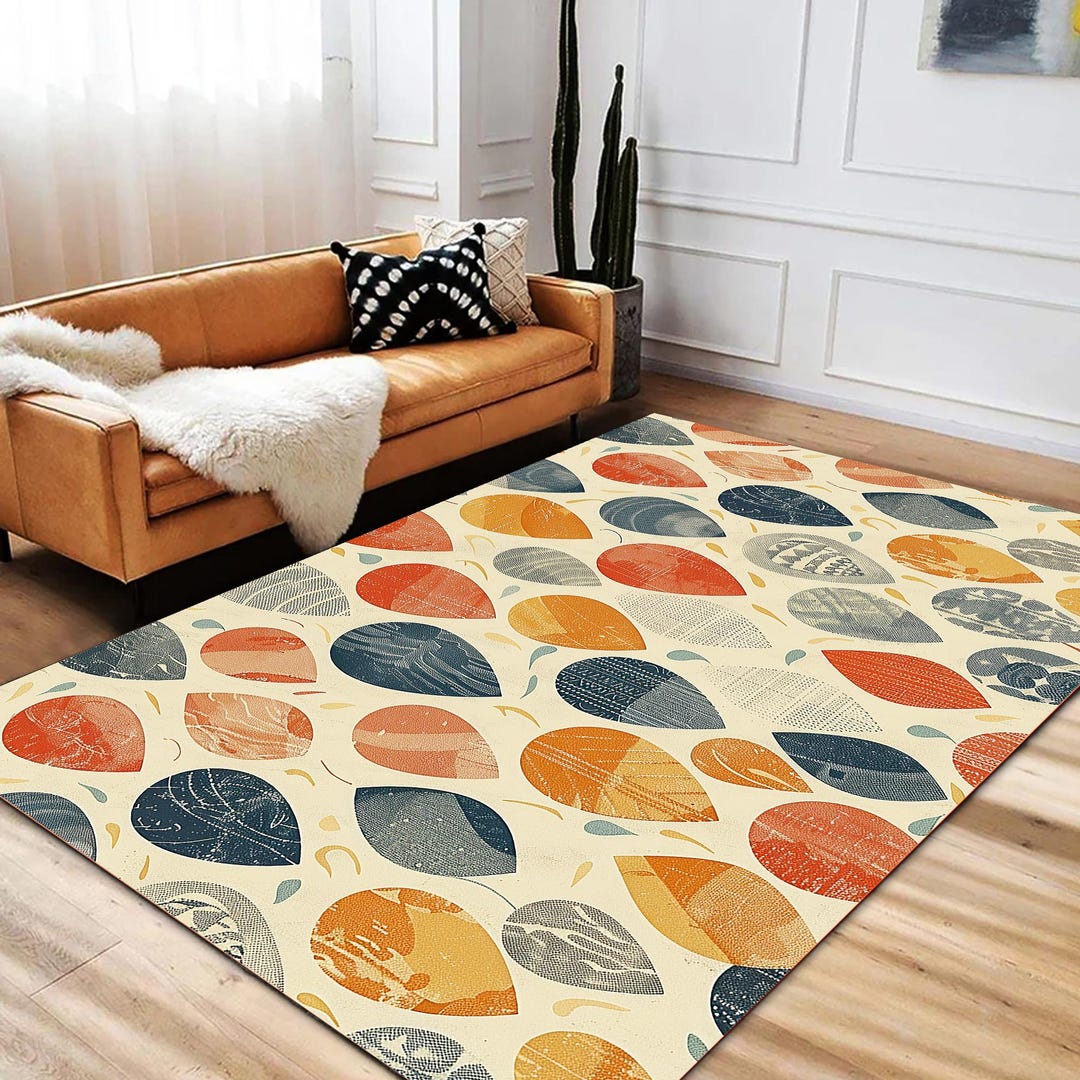 Overlapping Outdoor Rugs 70s Retro Colorful Overlapping Drop Shapes Mid Century Modern Indoor ...