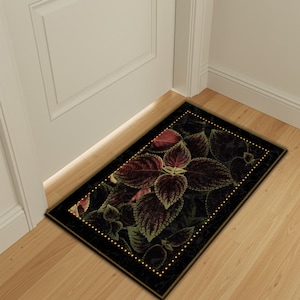 Giant Leaf Rug, Green Plant Anti-Slip Carpet, Big Leaf Living Room Rug, Nature Themed Bedroom Rug, Washable Kitchen Mat, Entrance Rug