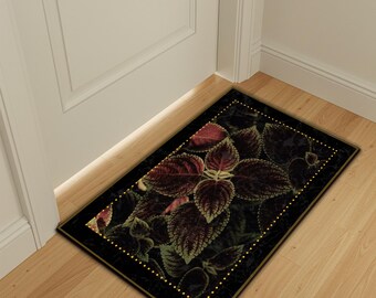 Giant Leaf Printed Rug, Non-Slip Nature Theme Carpet