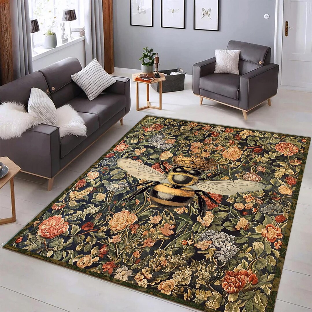 Bee Rug Green Vintage Bee Rug: William Morris Style Goth Room Decor - Etsy