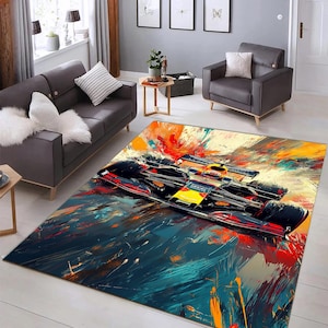 F1 racewagenkleed: kleurrijk antislip mangrotdecor