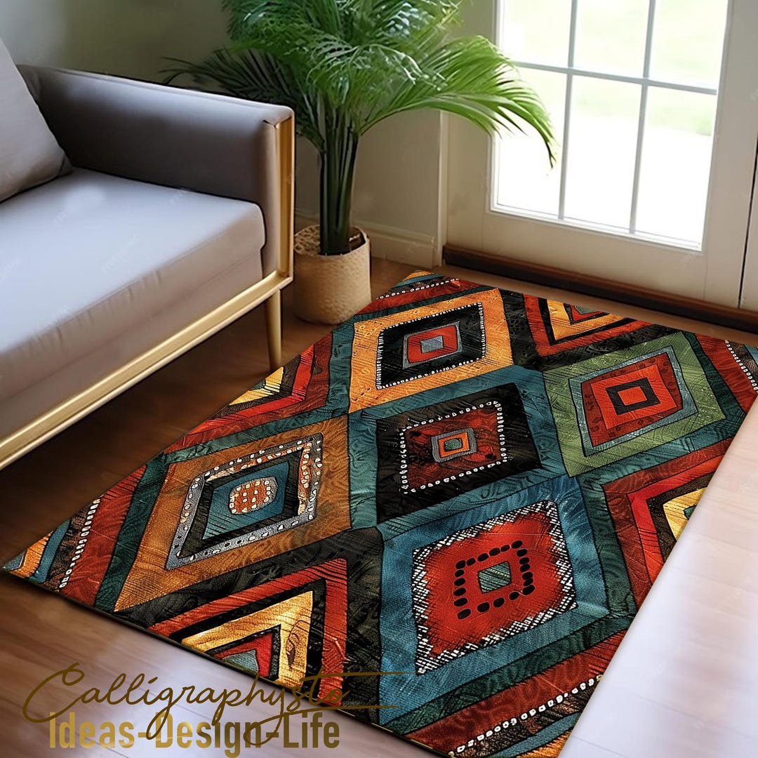 Rasist Rug African Safari Area Rug | Ethnic Geometric Non-slip Mat - Etsy