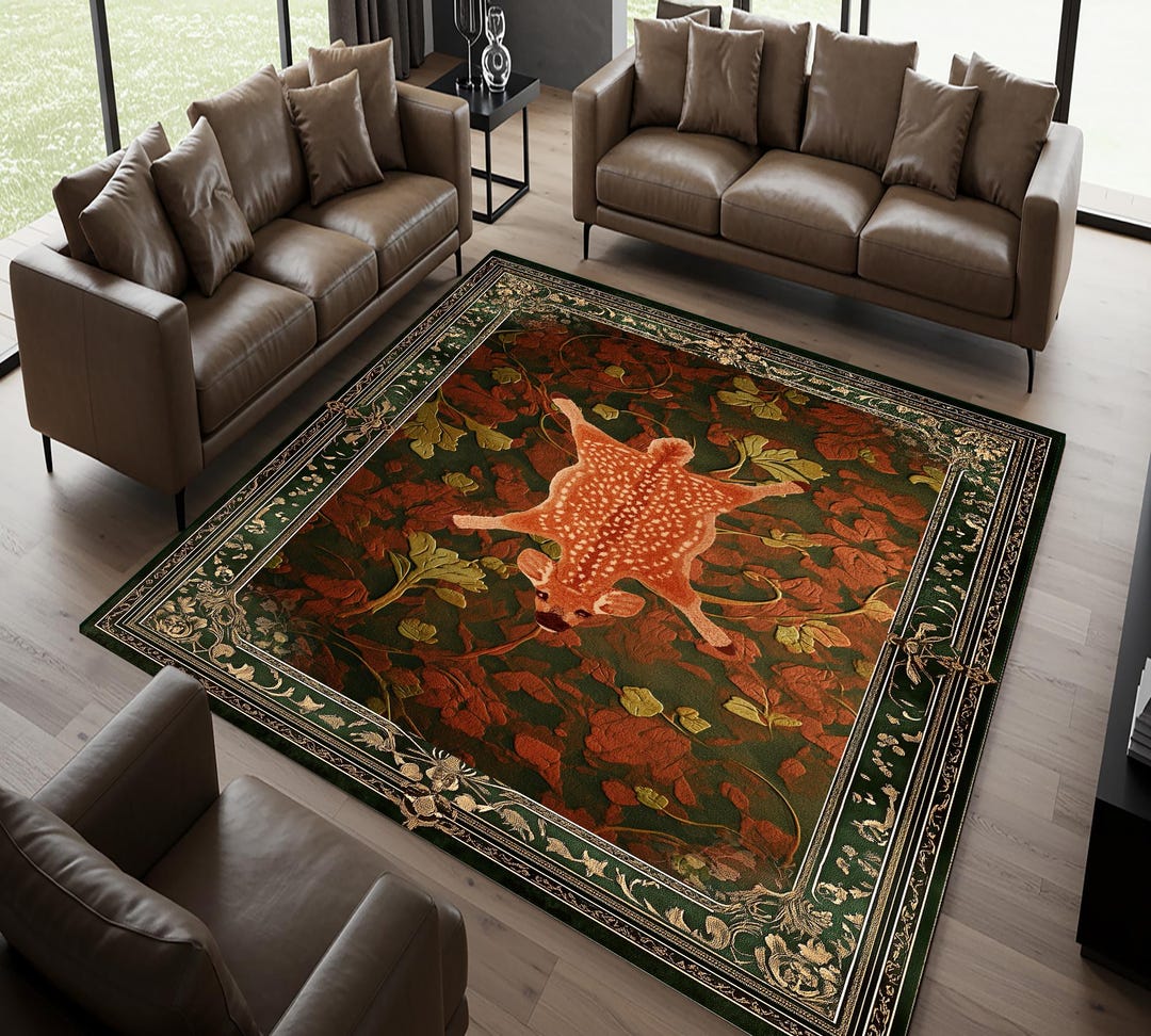Gazelle Gothic Rug for Gothic Room Decor, Vintage Look Gazelle Rug ...