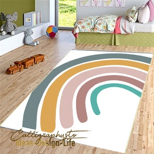 Regenbogen Neugeborenen Teppich|Aquarell Rechteckig Kleinkind Multi Farbe Kindergarten Teppich|Bunt Boho Säugling Matte|Anti Rutsch Matte für Kinderzimmer