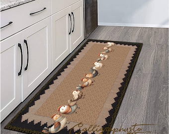 Chicken Kitchen Dining Room Runner Rug / Mat Non-Slip Machine Washable