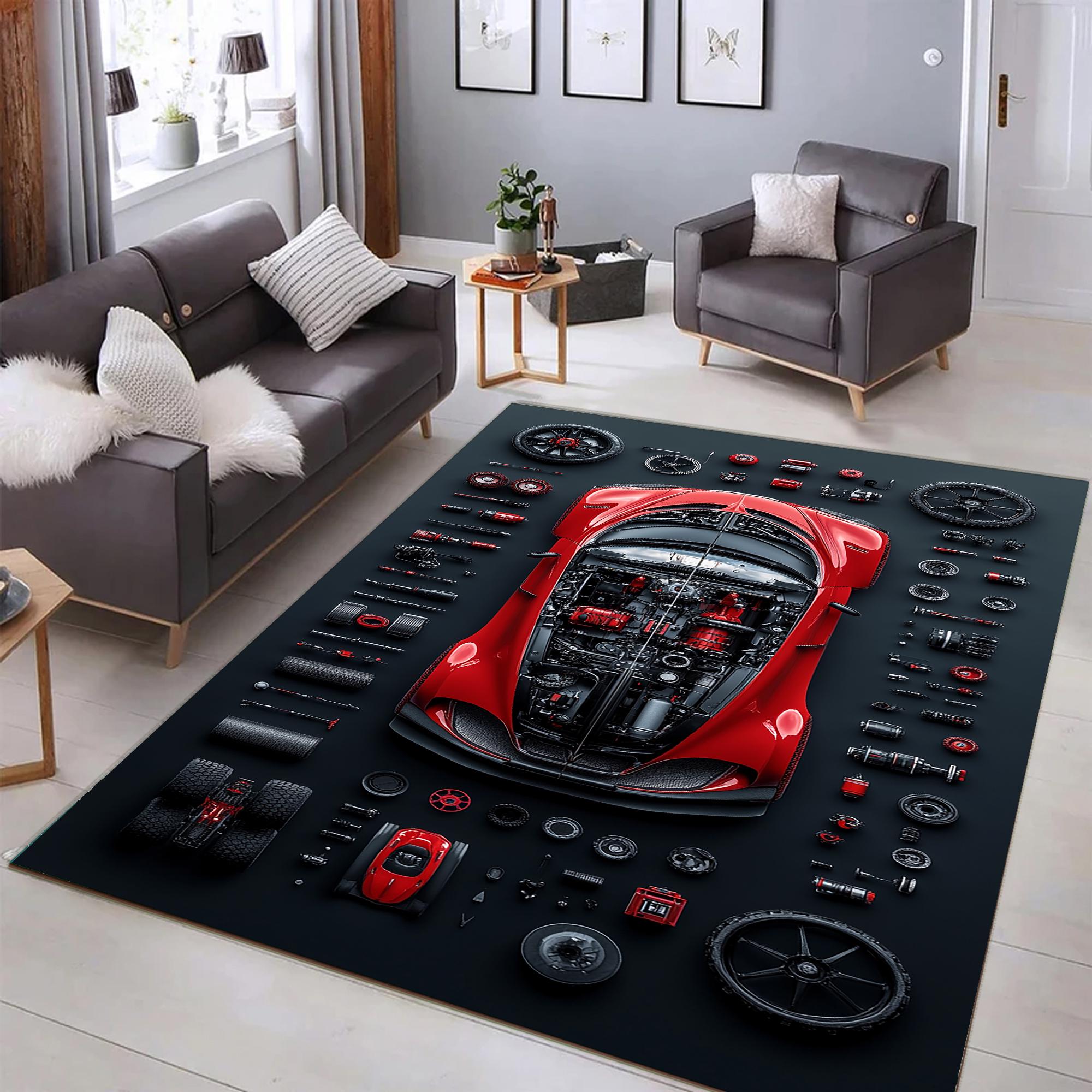 Bugatti Chiron Exploded View Rug: Kids Car Play Mat, Non-slip Base - Etsy