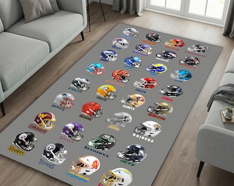 NFL Teams Helmets Rug, AFC 3D Sports Carpet, NFC Kids Playroom