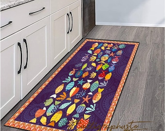 Fish Kitchen Runner Rug: Non-Slip Washable Carpet Mat