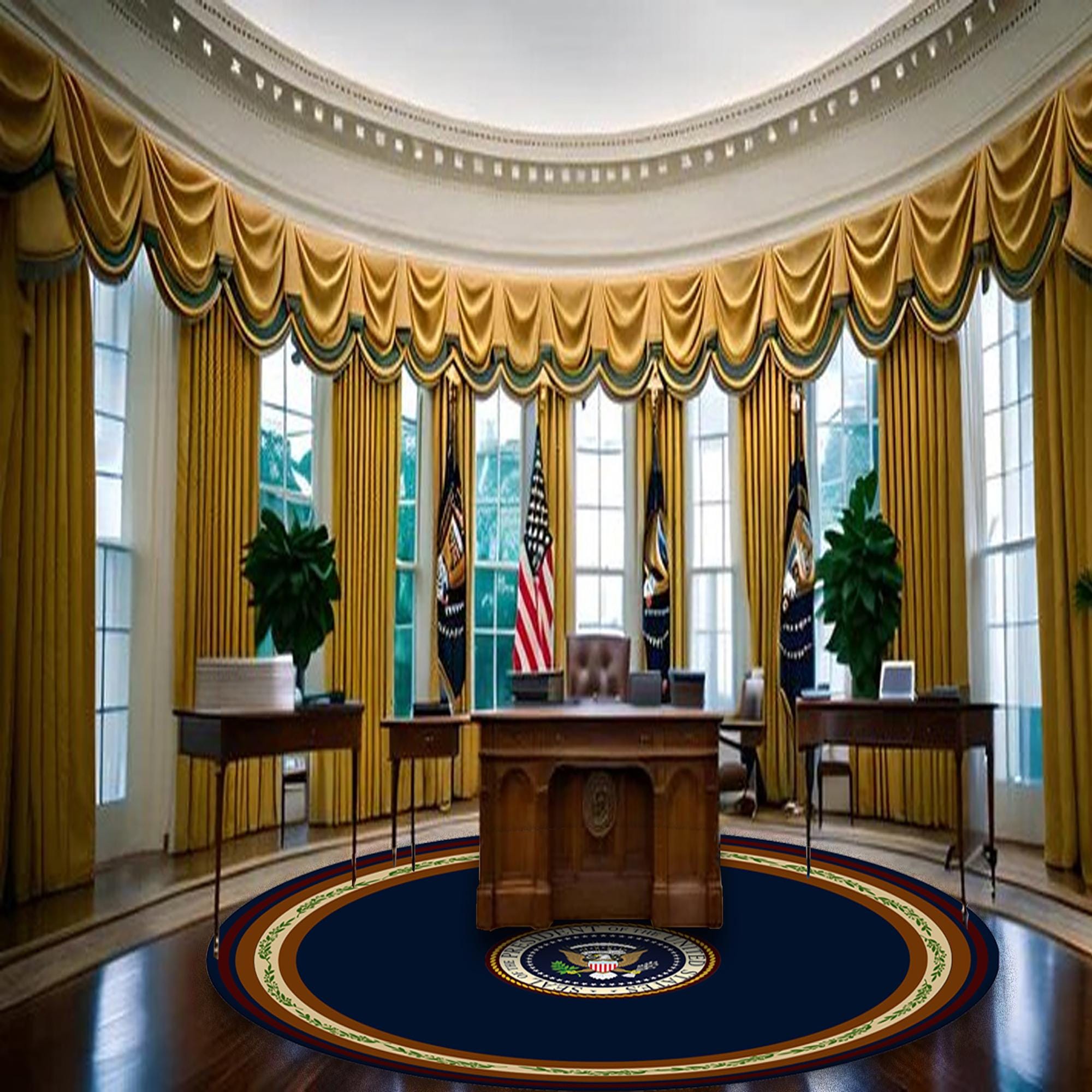 Trump Rug Oval Office Rug; Round American White House Rug, Custom Design - Etsy