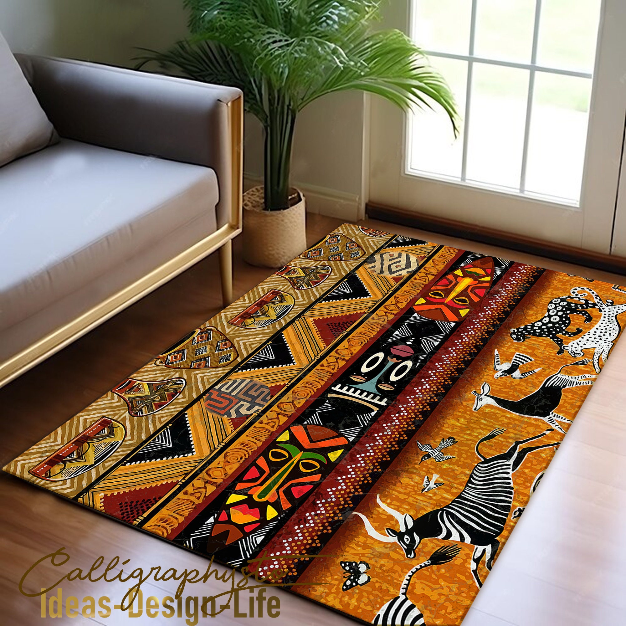Savannah Area Rug|african Runner|afrocentric Non Slip Carpet