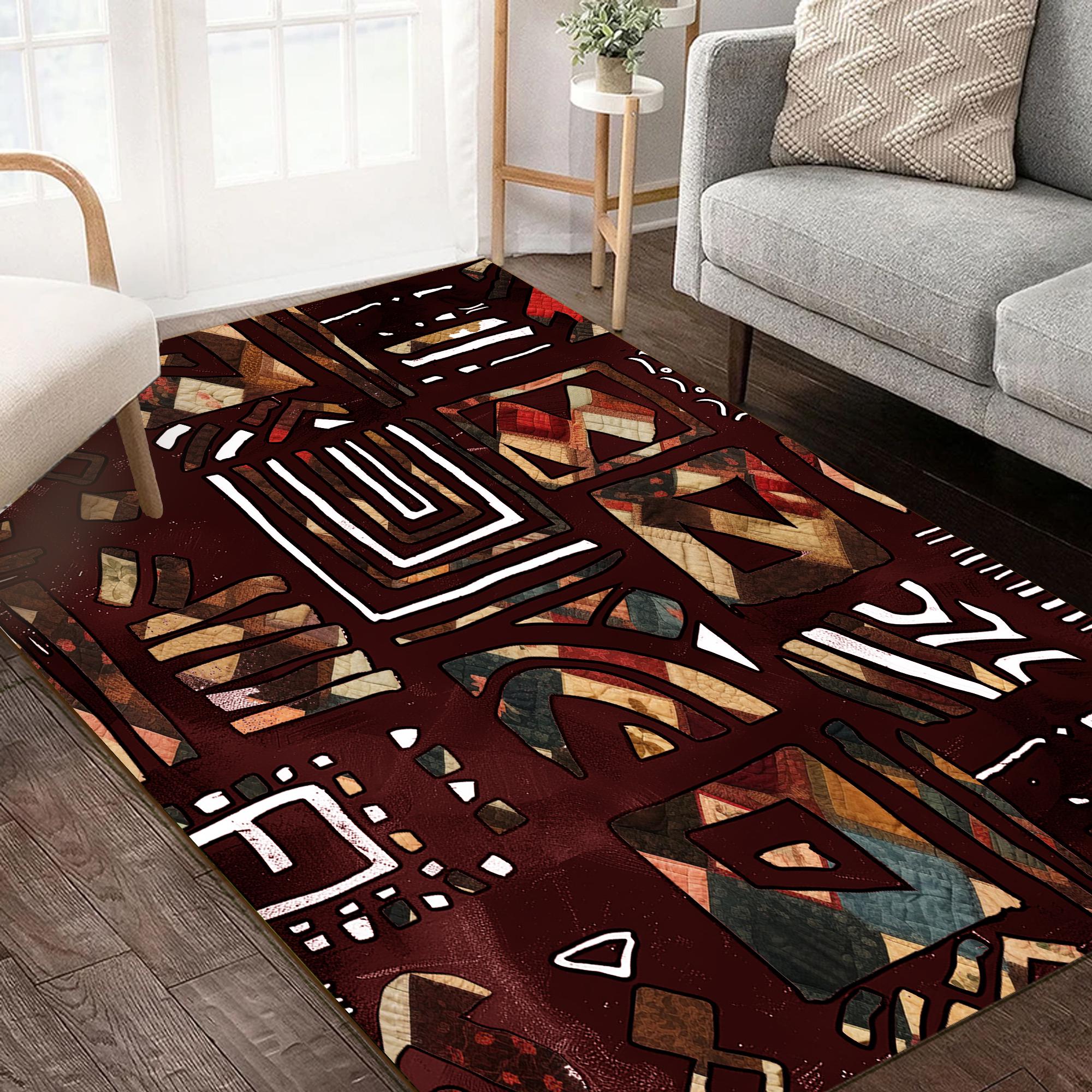 Afrocentric Rug Afrocentric Area Rug | African Tribal Art, Brown Non-slip Carpet - Etsy