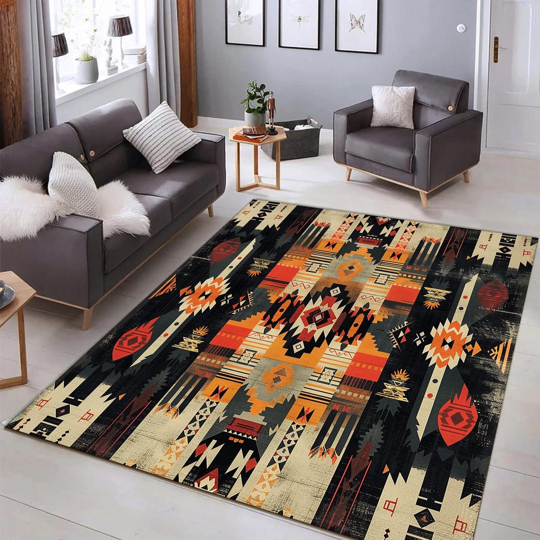 Boho Aztec Rug: Non-slip Washable Kitchen Living Room Decor - Etsy