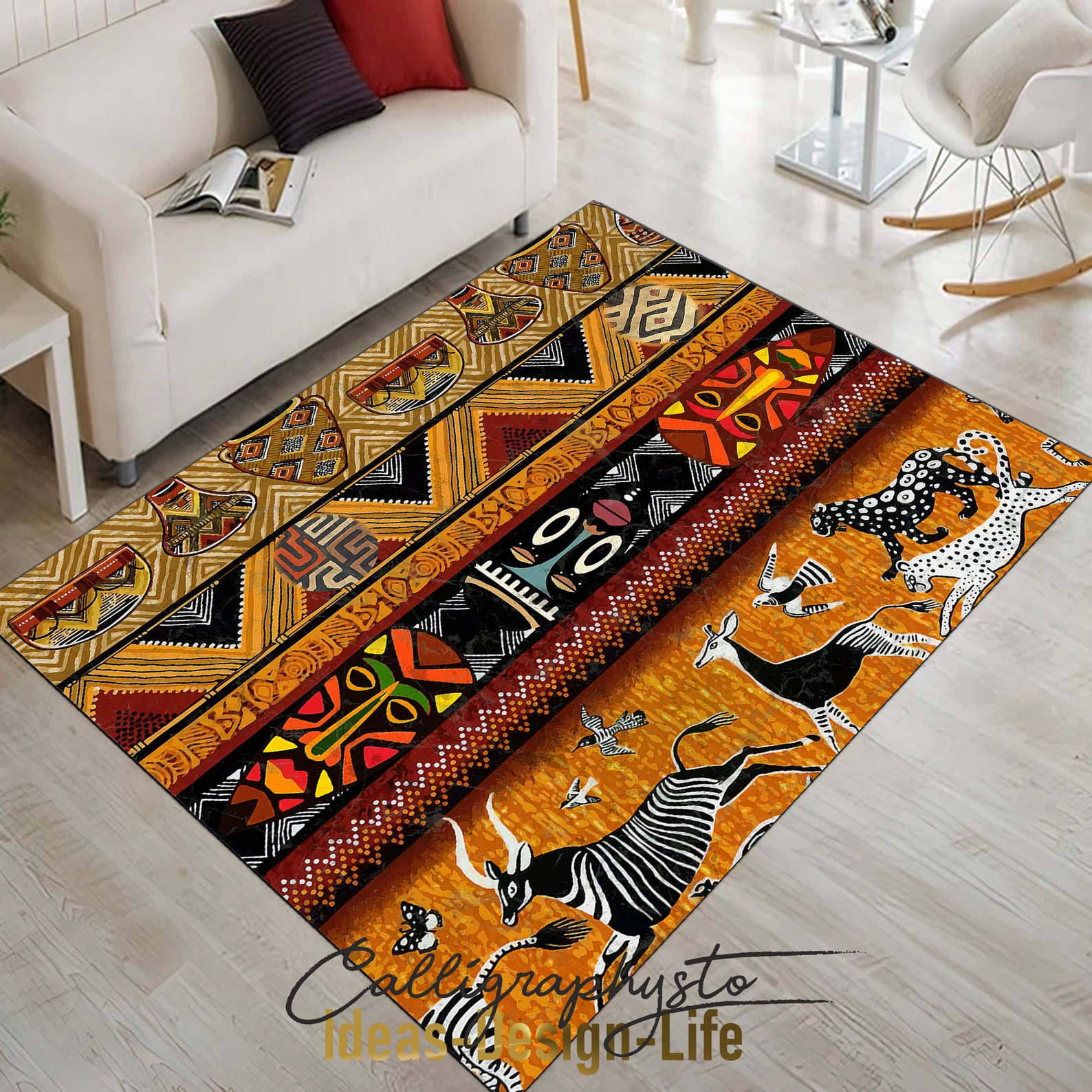 Savannah Area Rug|african Runner|afrocentric Non Slip Carpet|safari ...