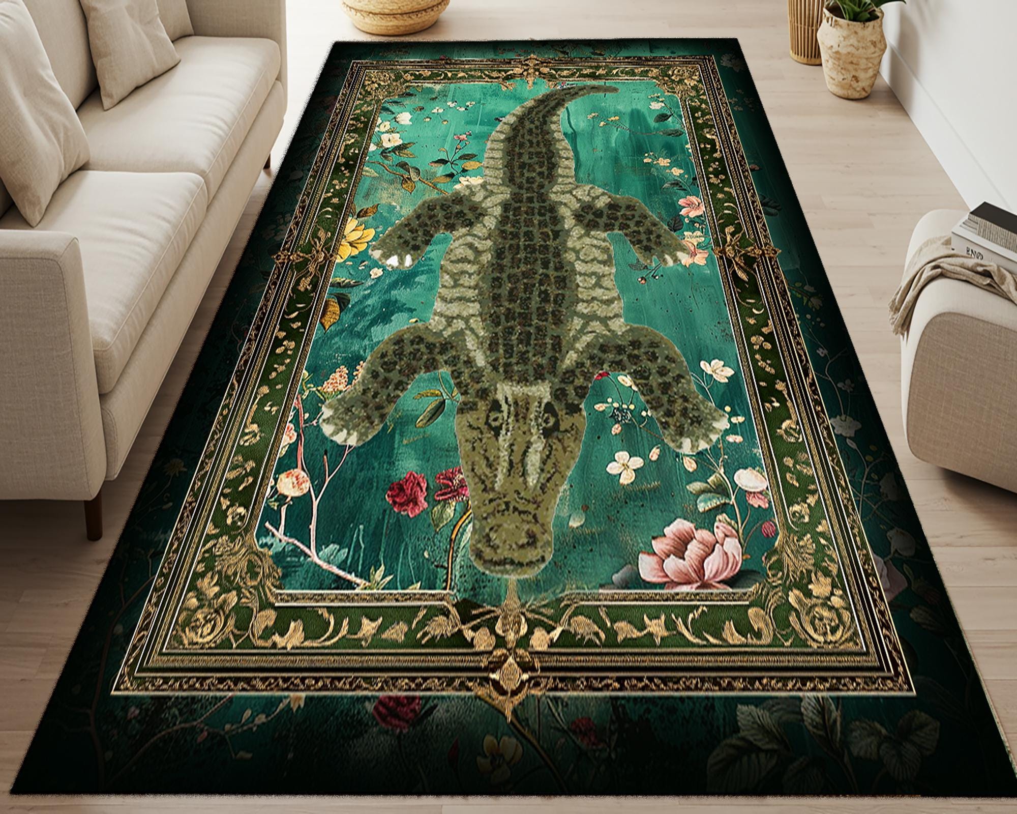 Crocodile Gothic Rug: Vintage Dark Academia Witch Room Decor - Etsy