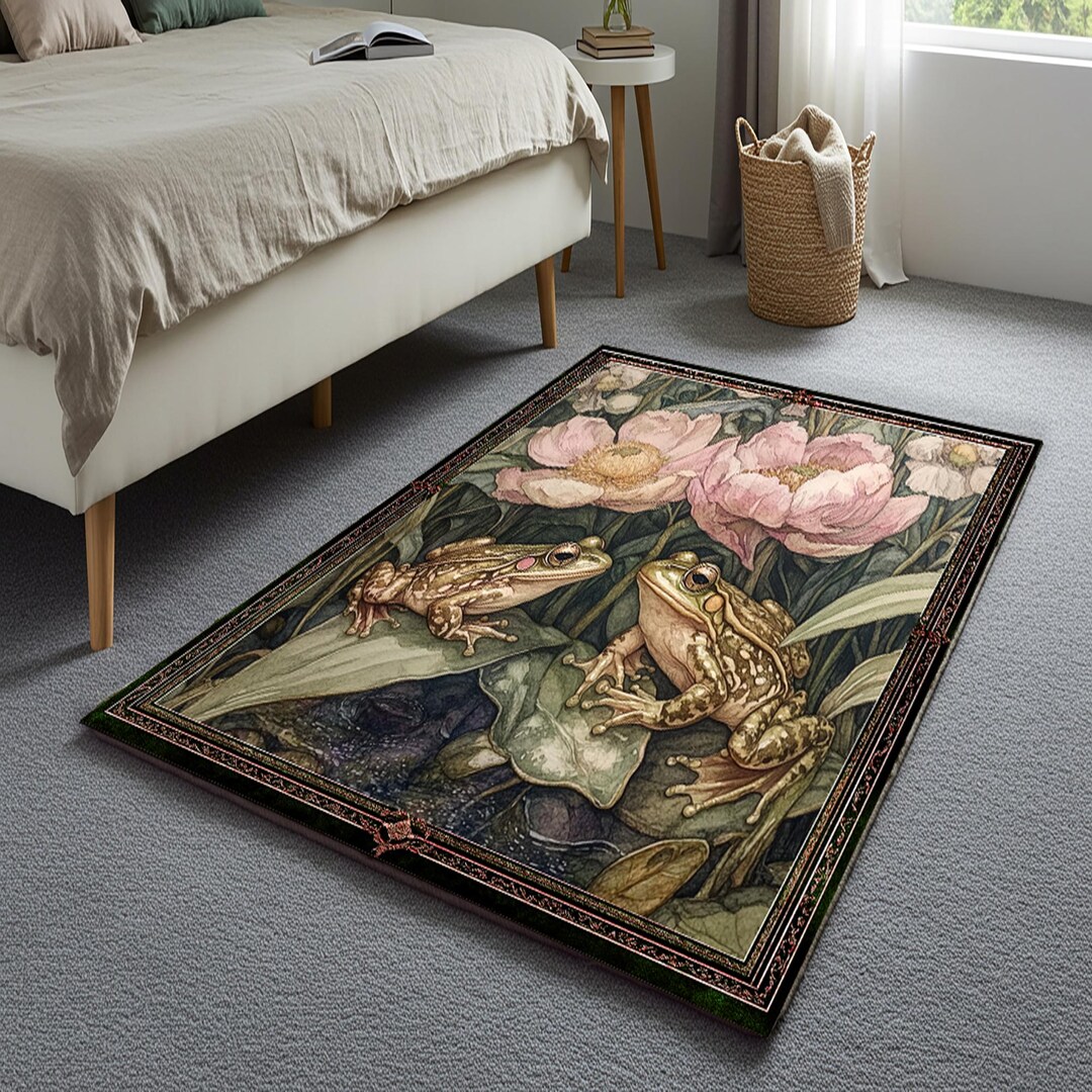 Frog Rugs Gothic Frog Rug: William Morris Style, Dark Academia Decor - Etsy
