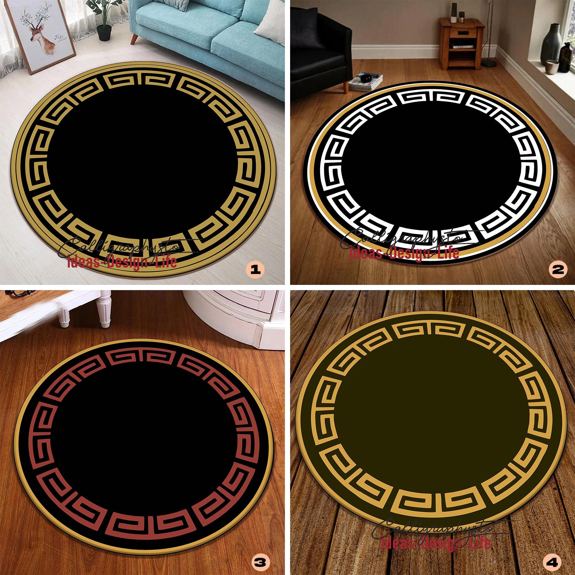 Large Greek Key Looking Rug Greek Key Round Rug, Modern Living Room Decor - Etsy