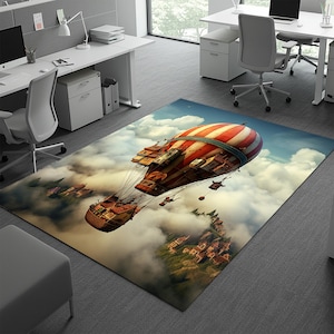 Flying Balloon World-tapijt: vloerkleed met antislipbasis