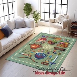 Legend of Zelda Game Symbol Round Rug, Cool Gamer Mat, Gaming Decor, Zelda Mat, Zelda Game Room Carpet