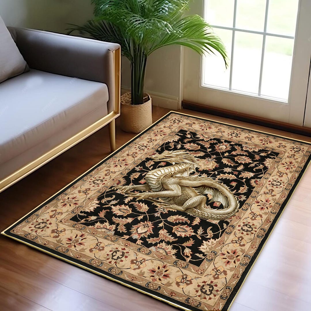 Medieval Area Rug Dragon Area Rug: Folklore Medieval Cottagecore Carpet, Non-slip - Etsy