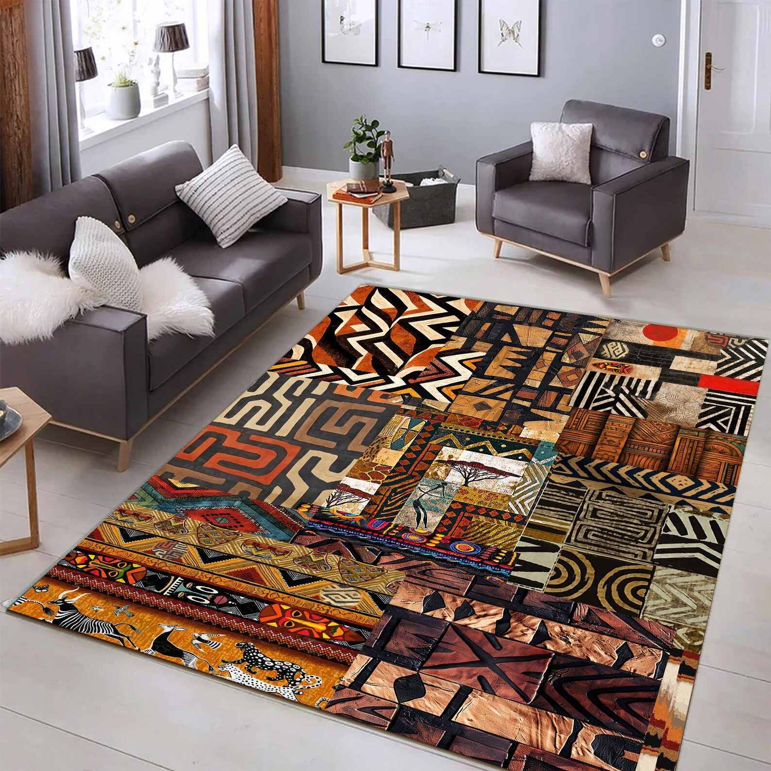 Afrocentric Rug African Tribal Area Rug | Afrocentric Safari Pattern, Non Slip - Etsy