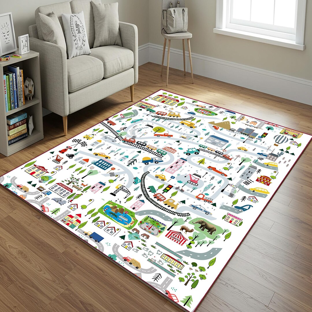 City Road Kids Play Rug: Ultra Soft Nursery Decor - Etsy