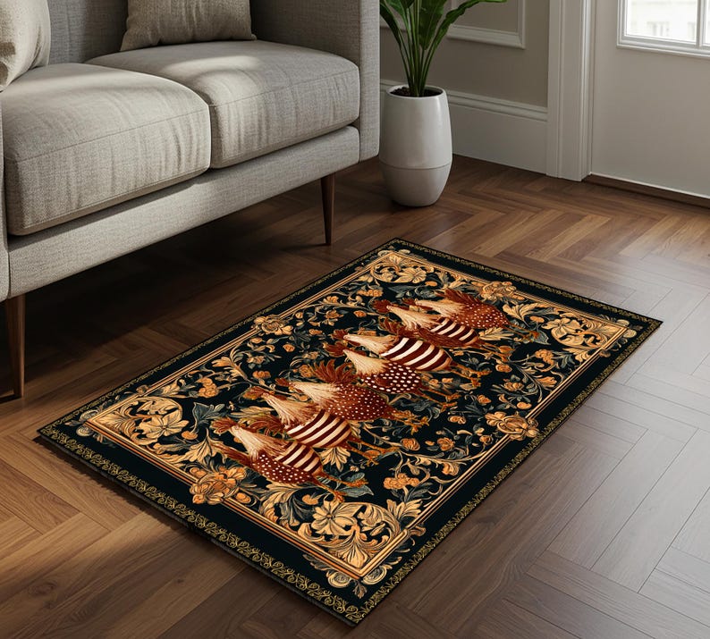 Blue Chicken Rug Rustic Area Rug|colorful Chicken Runner|farm Non Slip Carpet|rooster ...