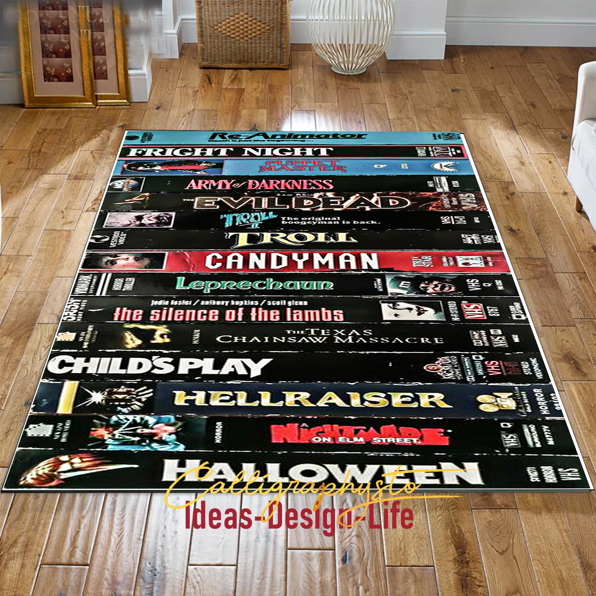 Horror Sticker Rug Retro Horror Movie Rug: Colorful VHS Film Art, Non-slip Area Carpet - Etsy
