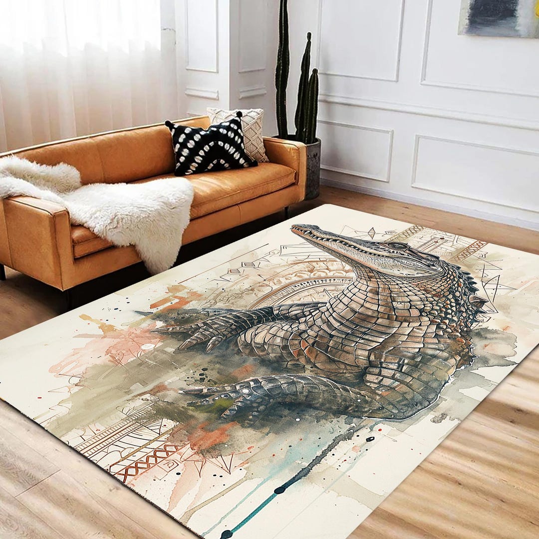 Antique Crocodile Savannah Area Rug|african Runner|afrocentric Non-slip ...