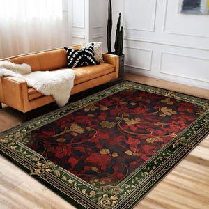 Victorian Gothic Rhododendron Rug: Art Nouveau Cottagecore Decor
