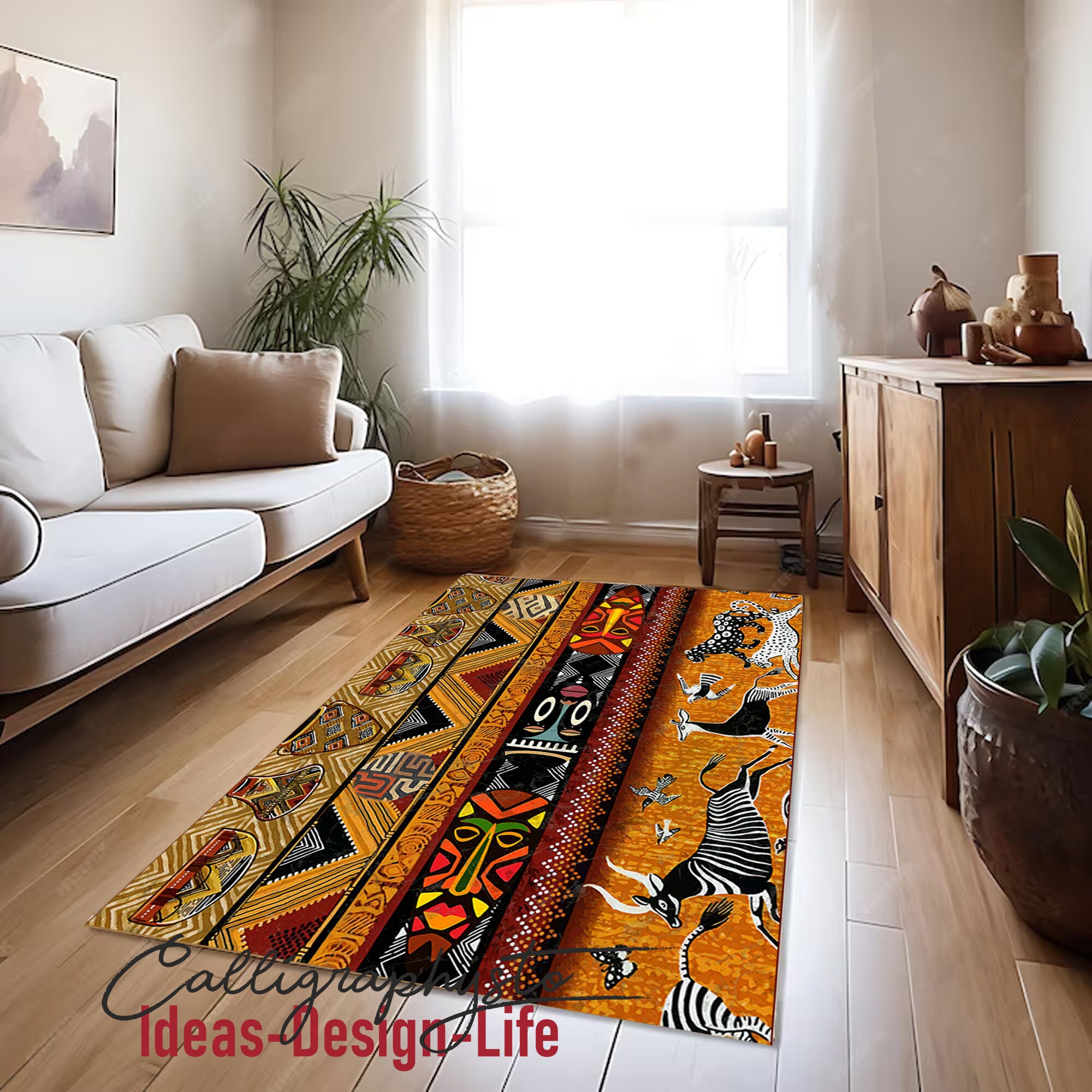 Savannah Area Rug|african Runner|afrocentric Non Slip Carpet|safari ...