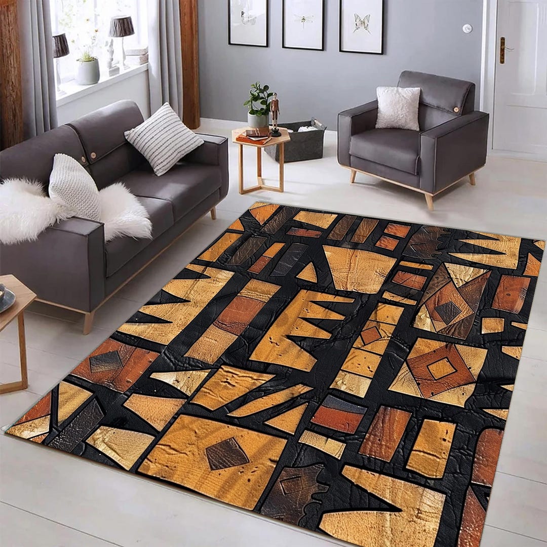 African Safari Area Rug | Afrocentric Ethnic Floor Art - Etsy