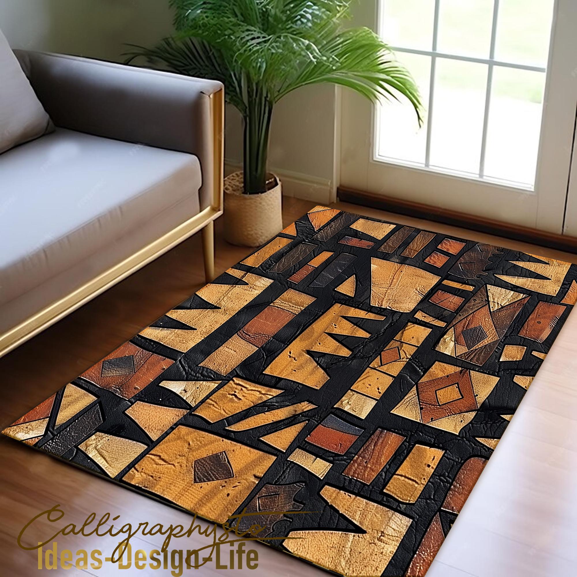 African Safari Area Rug | Afrocentric Ethnic Floor Art - Etsy