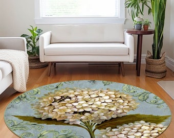 Tappeto Rotondo Verde Con Motivo Tropicale – 100 Cm, Morbido, Antiscivolo, Lavabile, Per Salotto E Camera