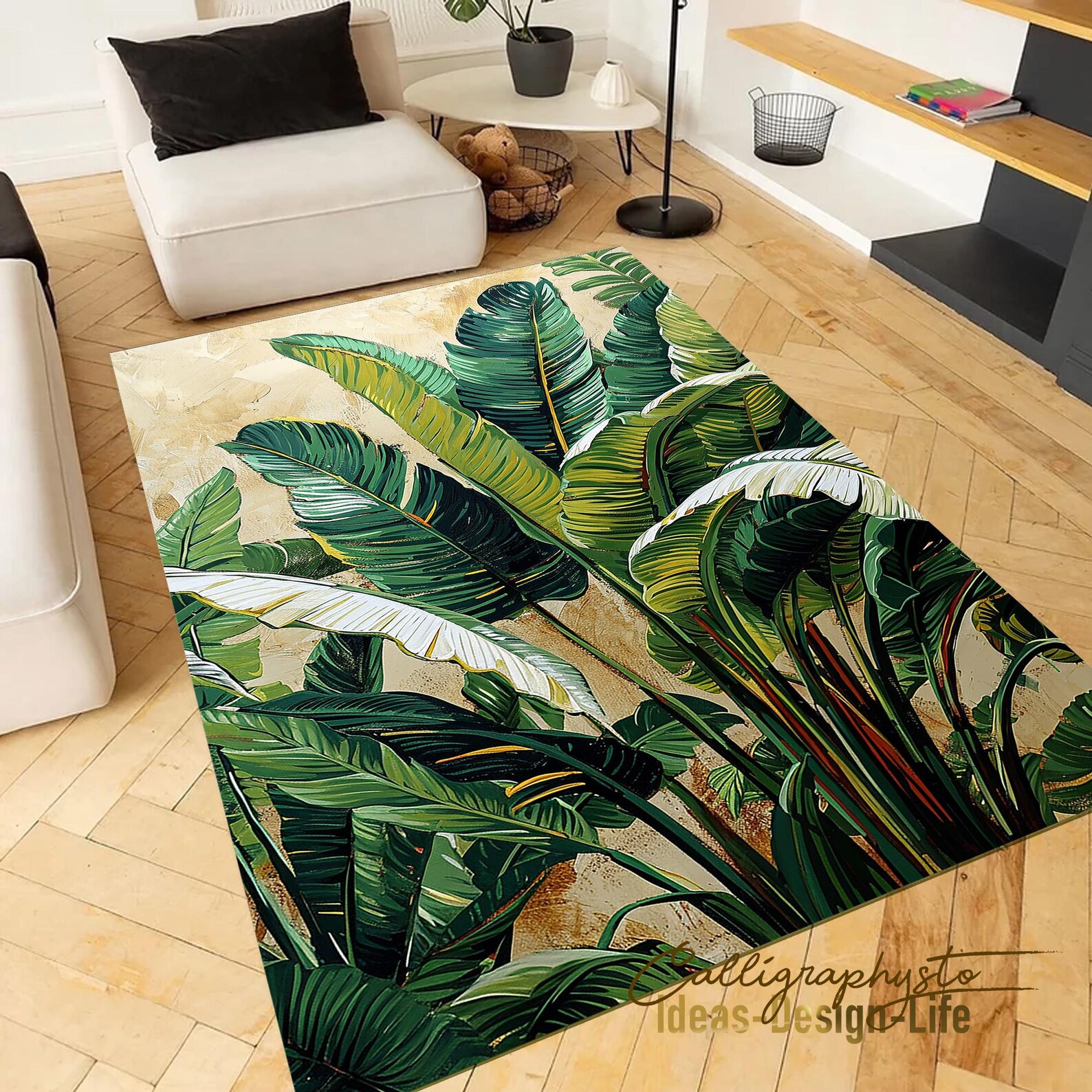 Tropical Palm Tree Area Rug – Exotic Flower Floor Mat, Non-slip - Etsy