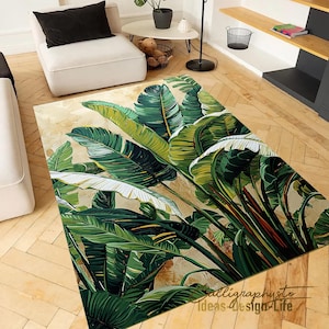 Tropical Palm Tree Area Rug – Exotic Flower Floor Mat, Non-slip - Etsy