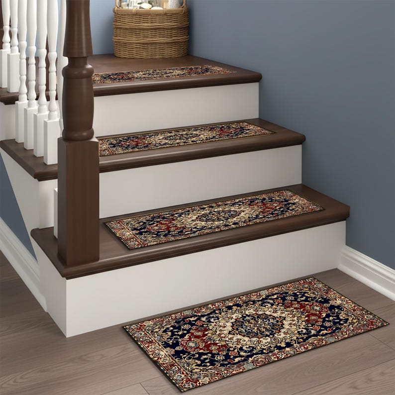 Riser Rug Traditional Turkish Carpet Patterned Stair Rug, Non-slip, Machine ...