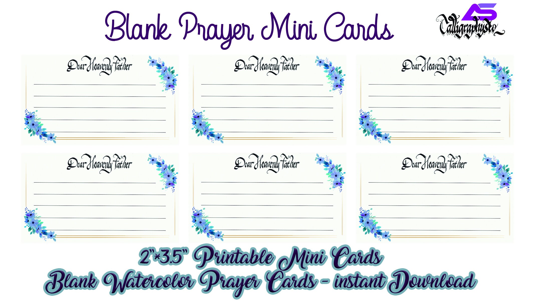 20 Watercolor Prayer Cards Lined, Blank Watercolor Printable, Digital Prayer Cards, Blank Prayer ...